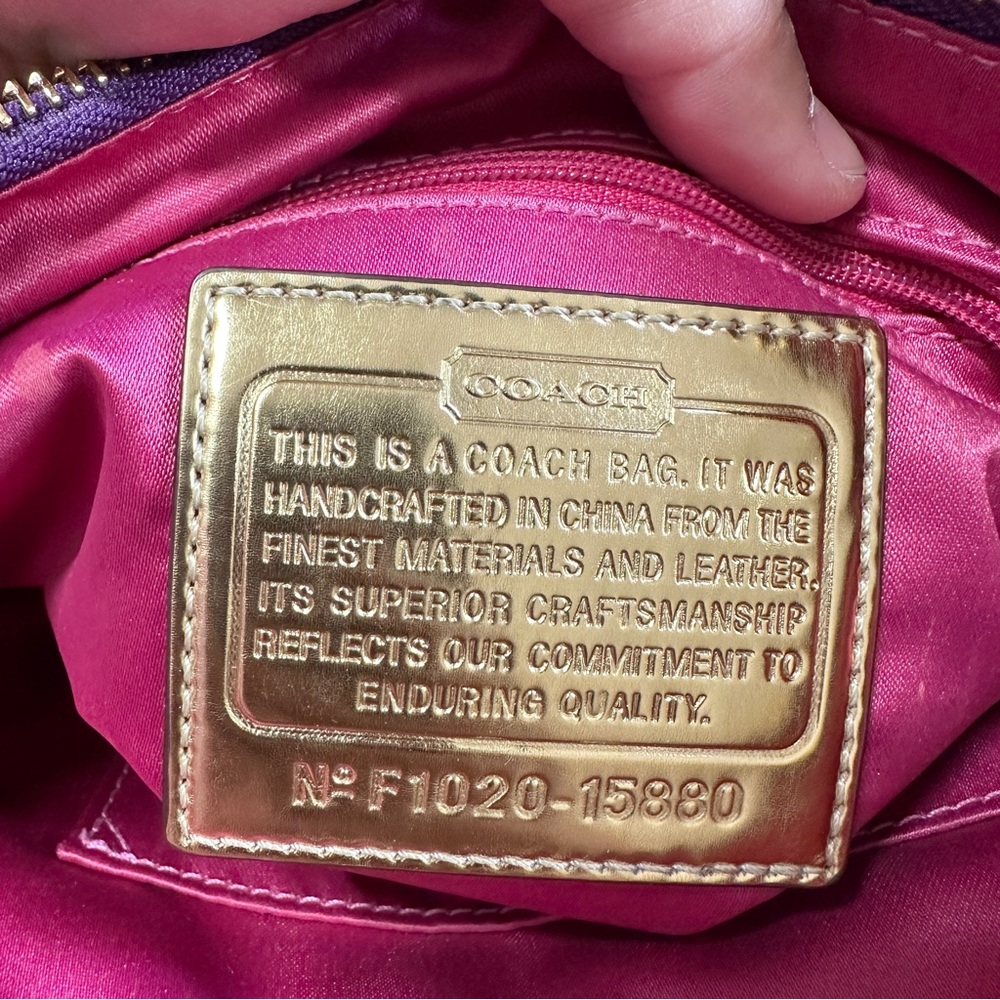 RARE Coach Poppy Tartan Applique Groovy Crossbody Shoulder Bag Brown Monogram - Picture 12 of 16